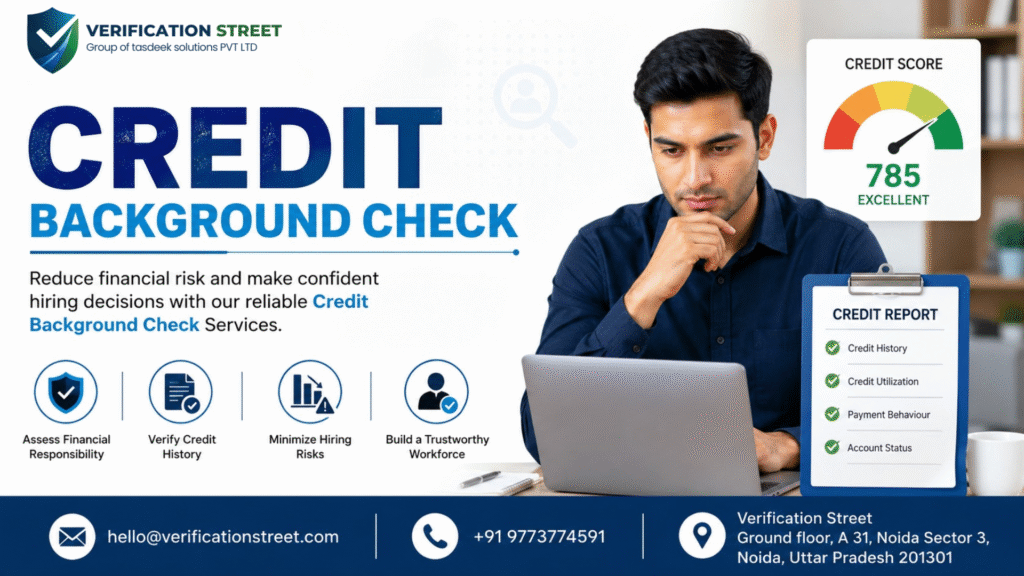 Credit background check for finance and banking recruitment to verify employee CIBIL score and reduce hiring fraud through secure background verification.