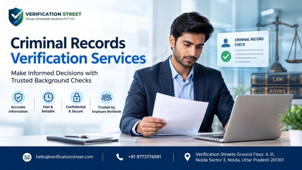 Criminal records verification services for corporate security and employee background checks