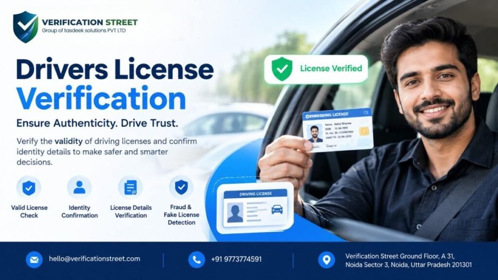 Online driver's license verification service for drivers in India