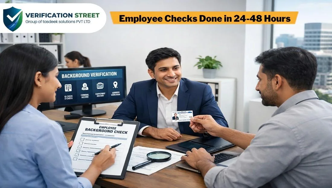 Background Verification Company In Bangalore checking employee documents in office for safe hiring process