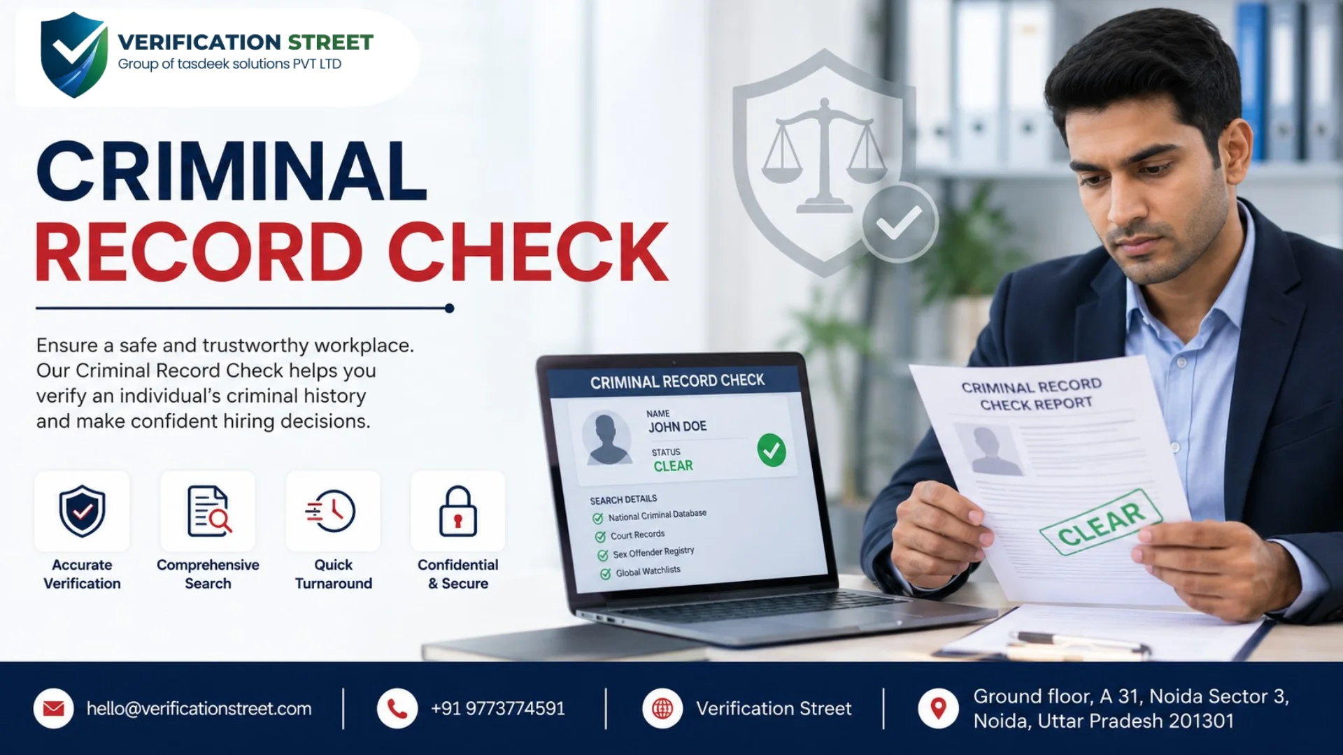Criminal record check helps employers verify candidate backgrounds for secure hiring and a safer workplace.
