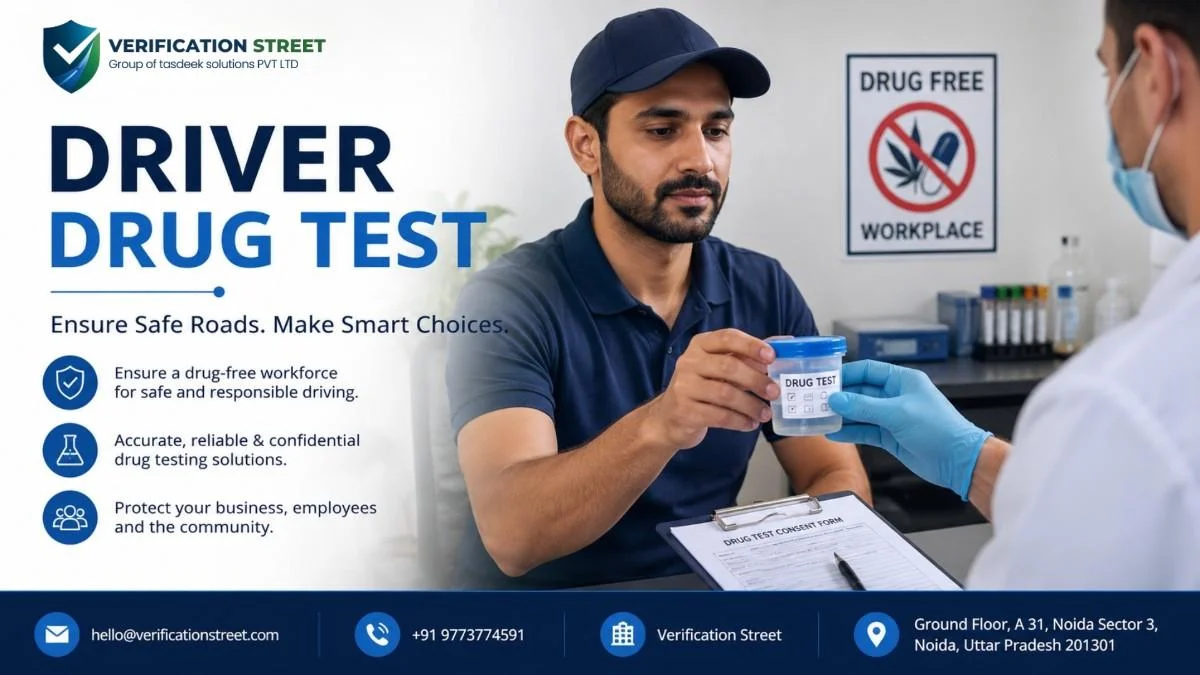 Driver drug test verification for workplace safety and risk control
